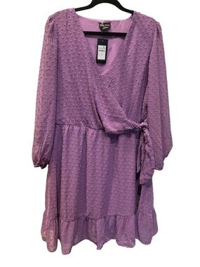 City Chic lilac  Ruffled Wrap Dress size XS/14